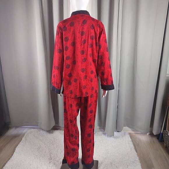 Nautica Rose Pattern Red 100% Cotton Cozy Pajama, Sleepwear Lounge Set Size L - Picture 3 of 16